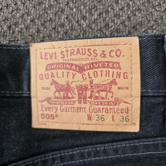 VINTAGE Levis 505 Jeans Mens 36x36 Black Mid Rise Straight Leg 90s Y2k - Picture 14 of 14